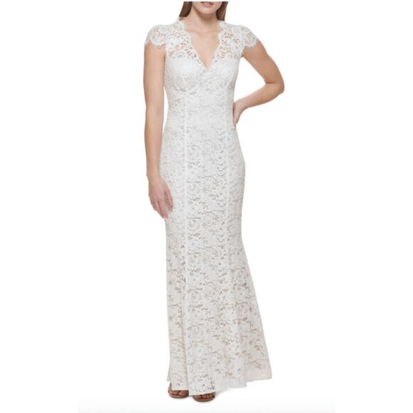 Eliza J Lace Fit & Flare Gown US 14 $268 - Picture 1 of 10